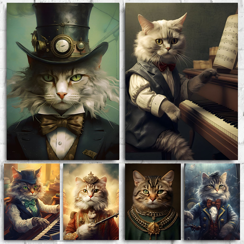 Pet Portrait Custom - Póster Steampunk, pintura al óleo de