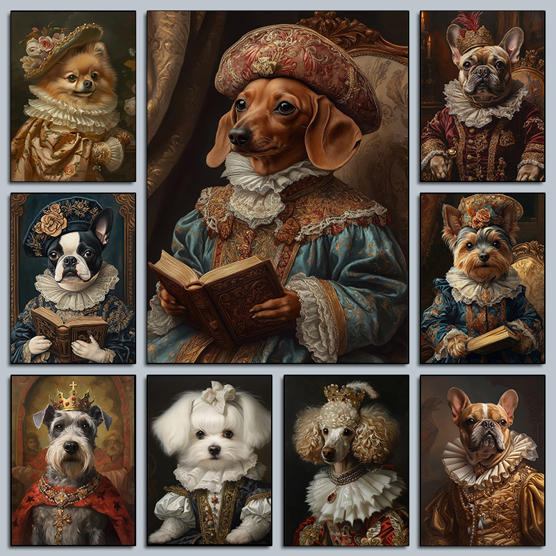 Pet Portrait Custom - Interesting Gorgeous Dog Holding Book Reading