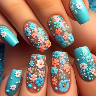 24pcs/set Medium long fake nai – обзор и цена Pressed Flower Art