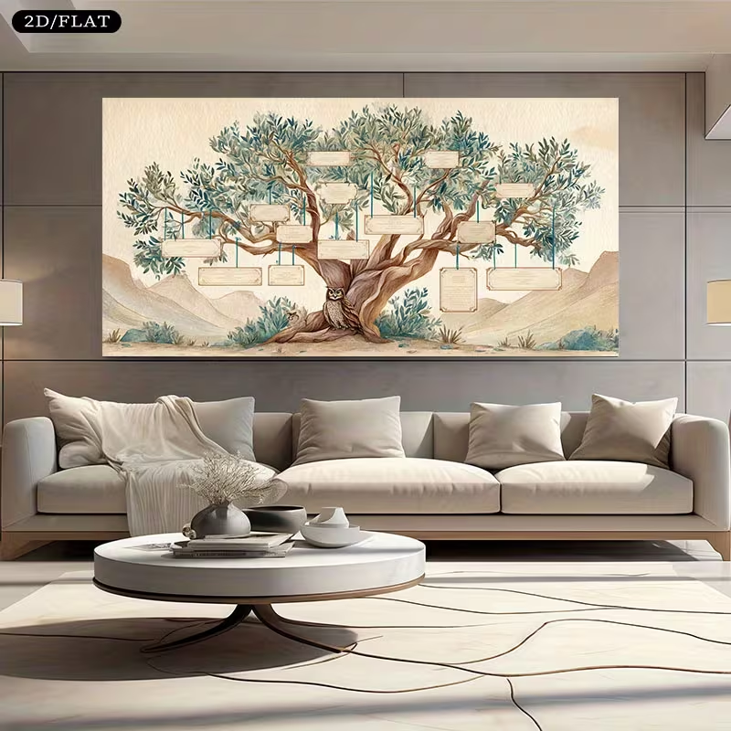 2D Flat, 2D Flat, Large Canvas – обзор и цена Family Tree Print