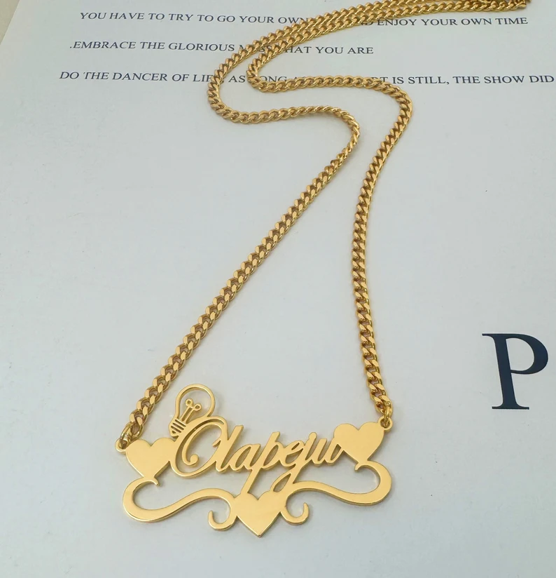 Handcrafted Gold Color Name Ne – обзор и цена Name Necklace Custom