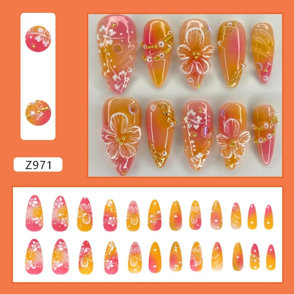 24Pcs Pink Gradient Almond Fak – обзор и цена Pressed Flower Art