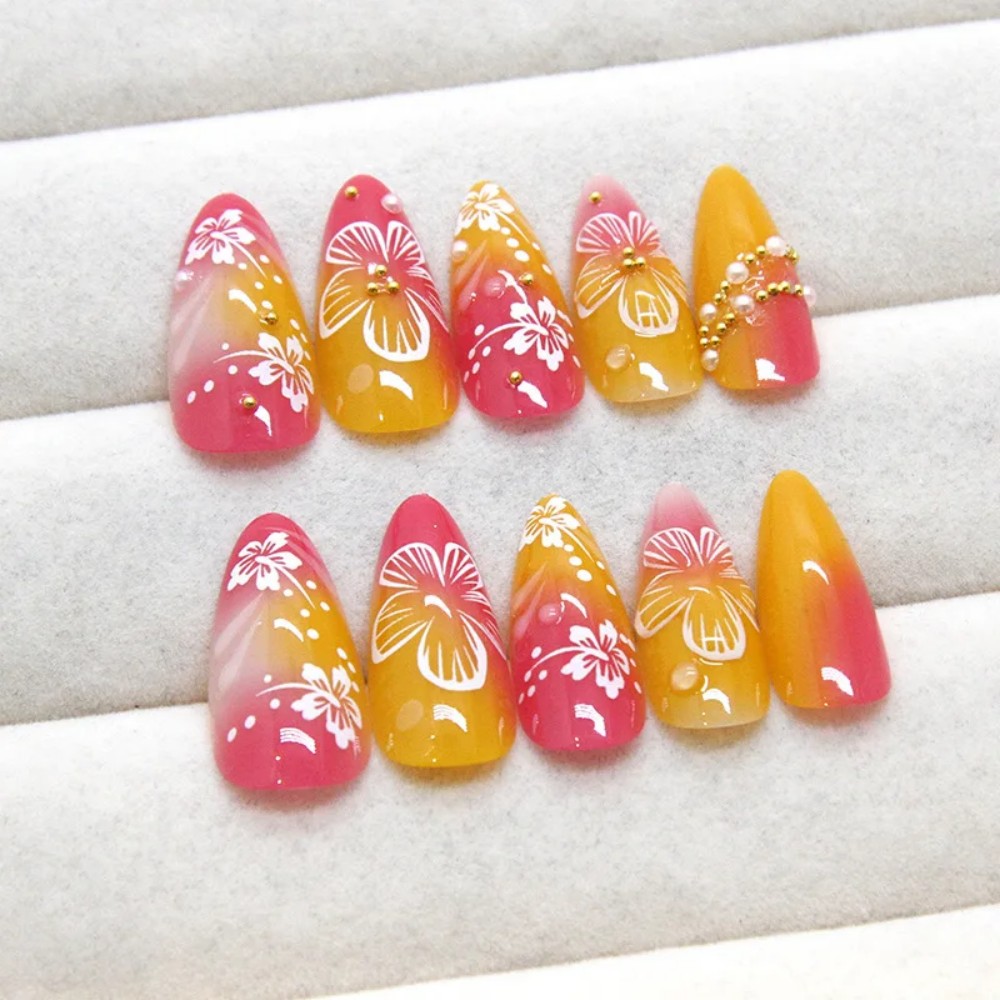 24Pcs Pink Gradient Almond Fak – обзор и цена Pressed Flower Art
