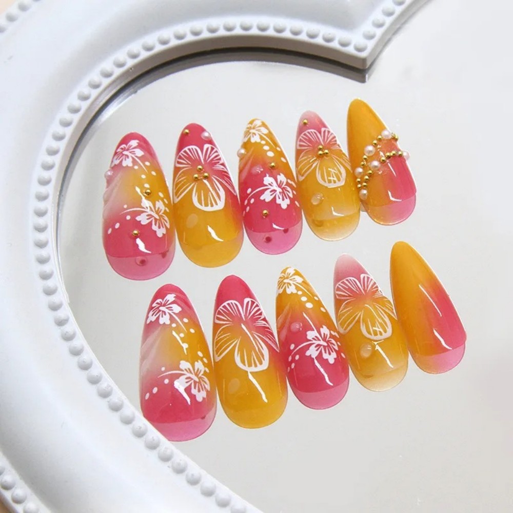 24Pcs Pink Gradient Almond Fak – обзор и цена Pressed Flower Art