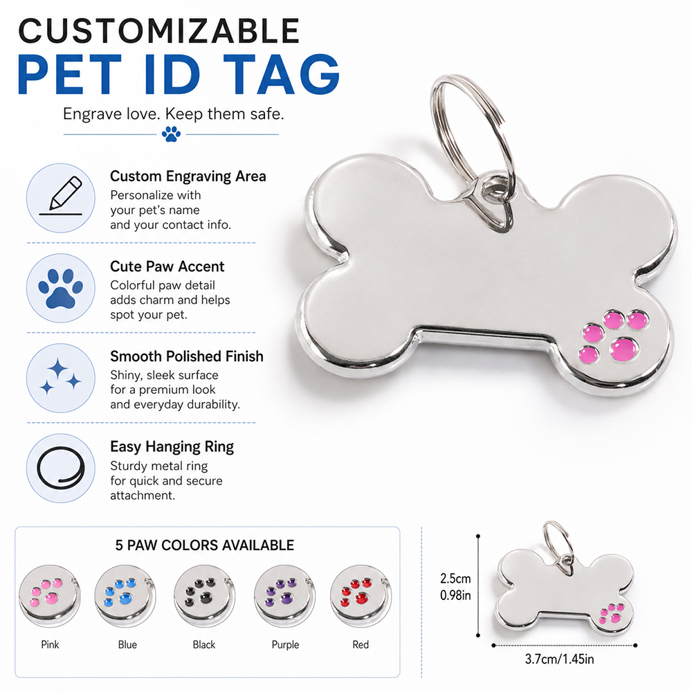 Custom Text Dog Tag Bone Shape – обзор и цена Pet Portrait Custom