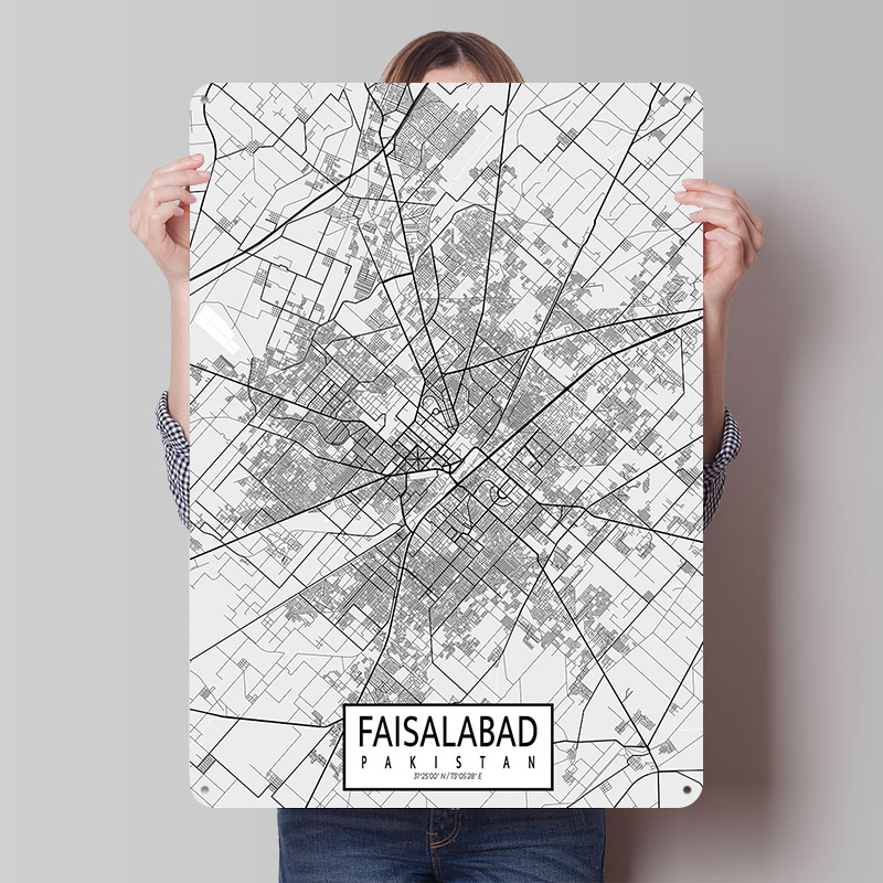 Faisalabad City Map Pakistan L – обзор и цена Custom Map Poster