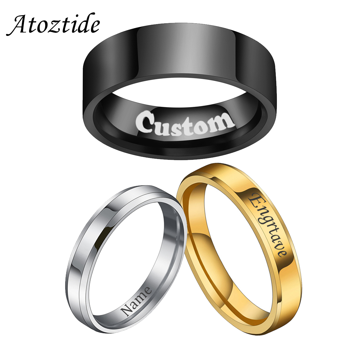 Atoztide 4/6/8mm Personalized  – обзор и цена Initial Ring Custom