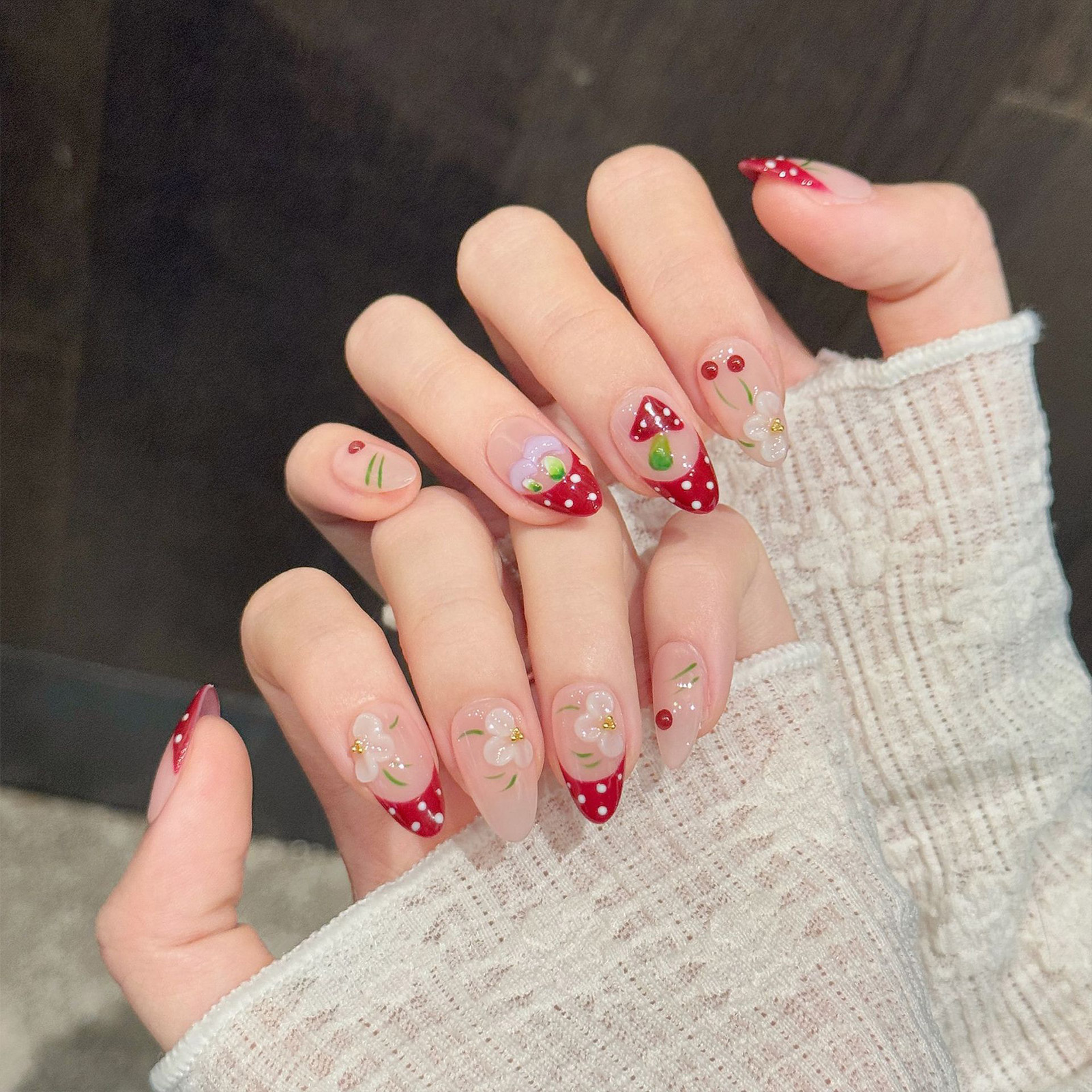 10Pcs Red White Polka Dot Desi – обзор и цена Pressed Flower Art