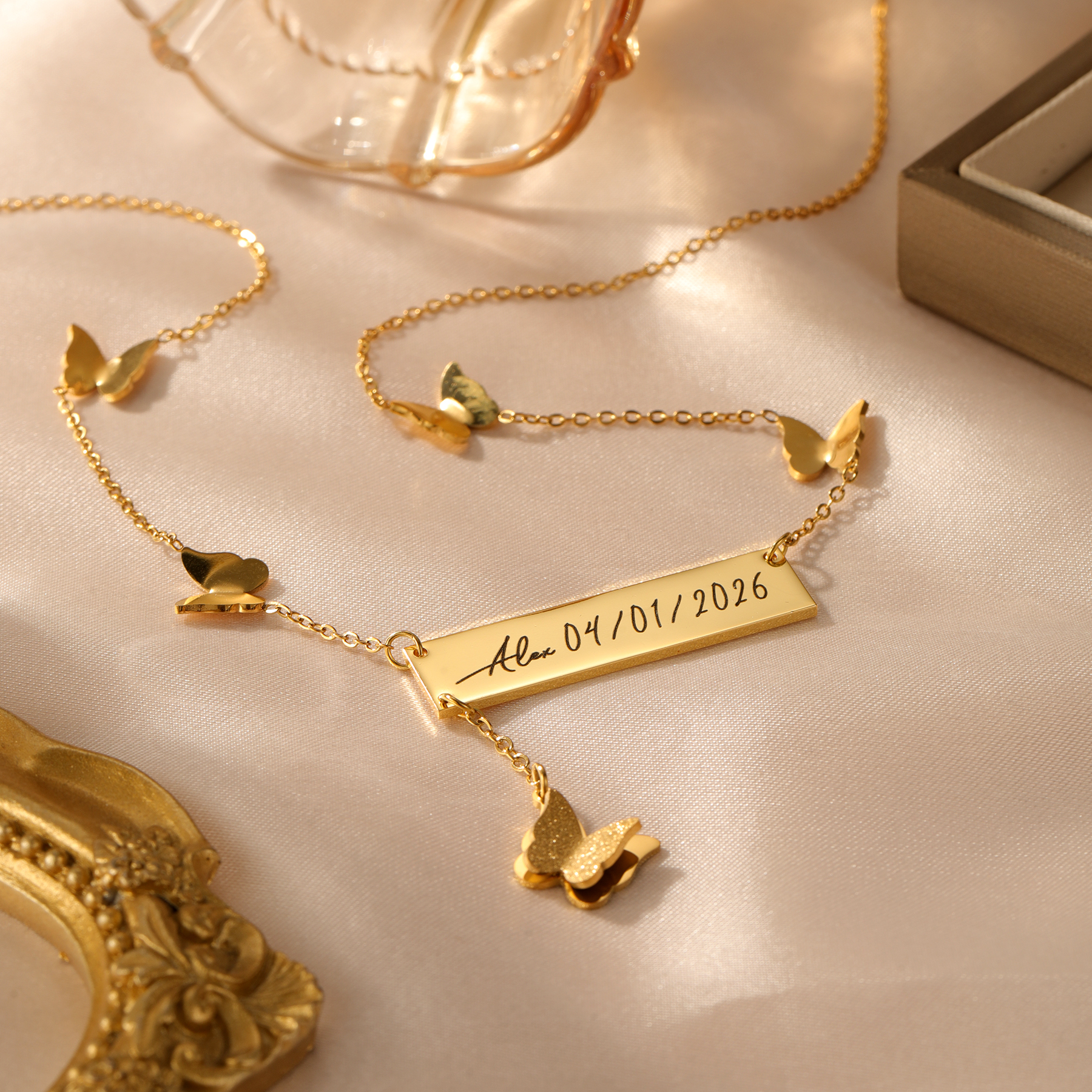 Personalized Butterfly Bar Nam – обзор и цена Handwriting Necklace Bar