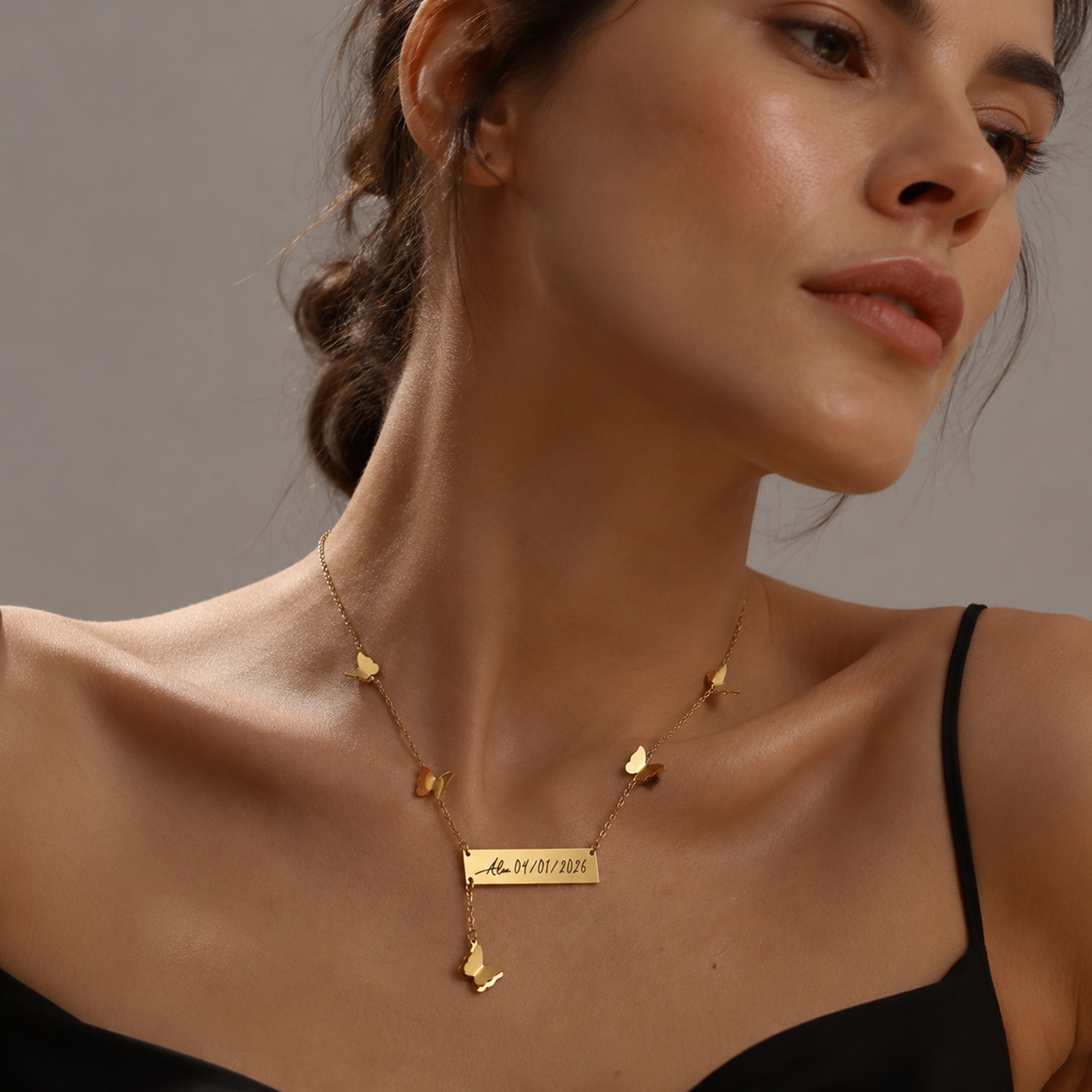 Personalized Butterfly Bar Nam – обзор и цена Handwriting Necklace Bar