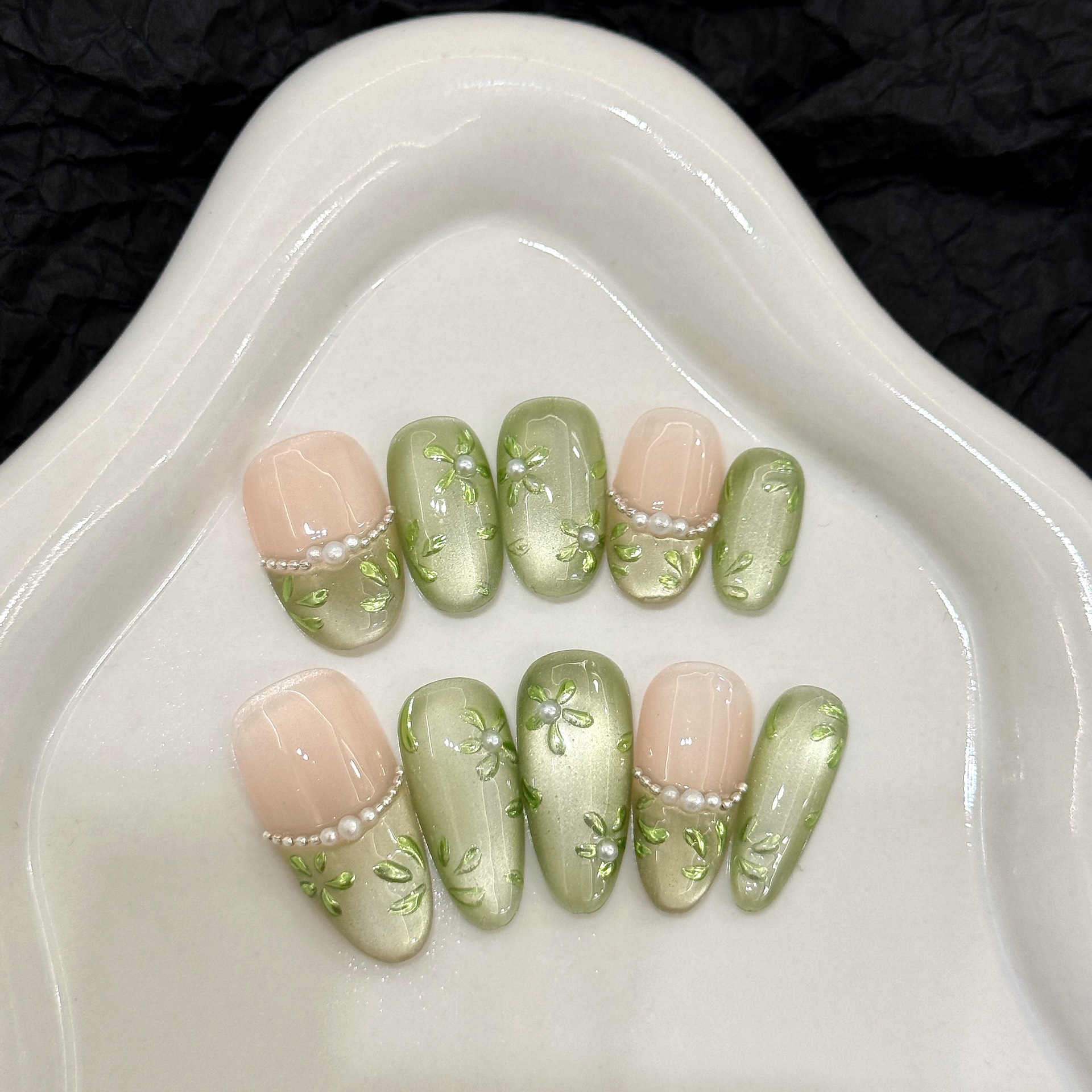 10pcs Handmade Press on Nails  – обзор и цена Pressed Flower Art