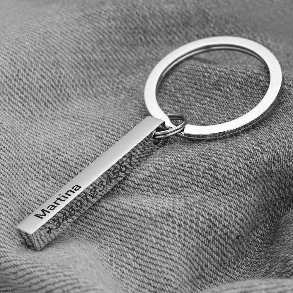 Personalized 3D Bar Keychain E – обзор и цена Initial Ring Custom
