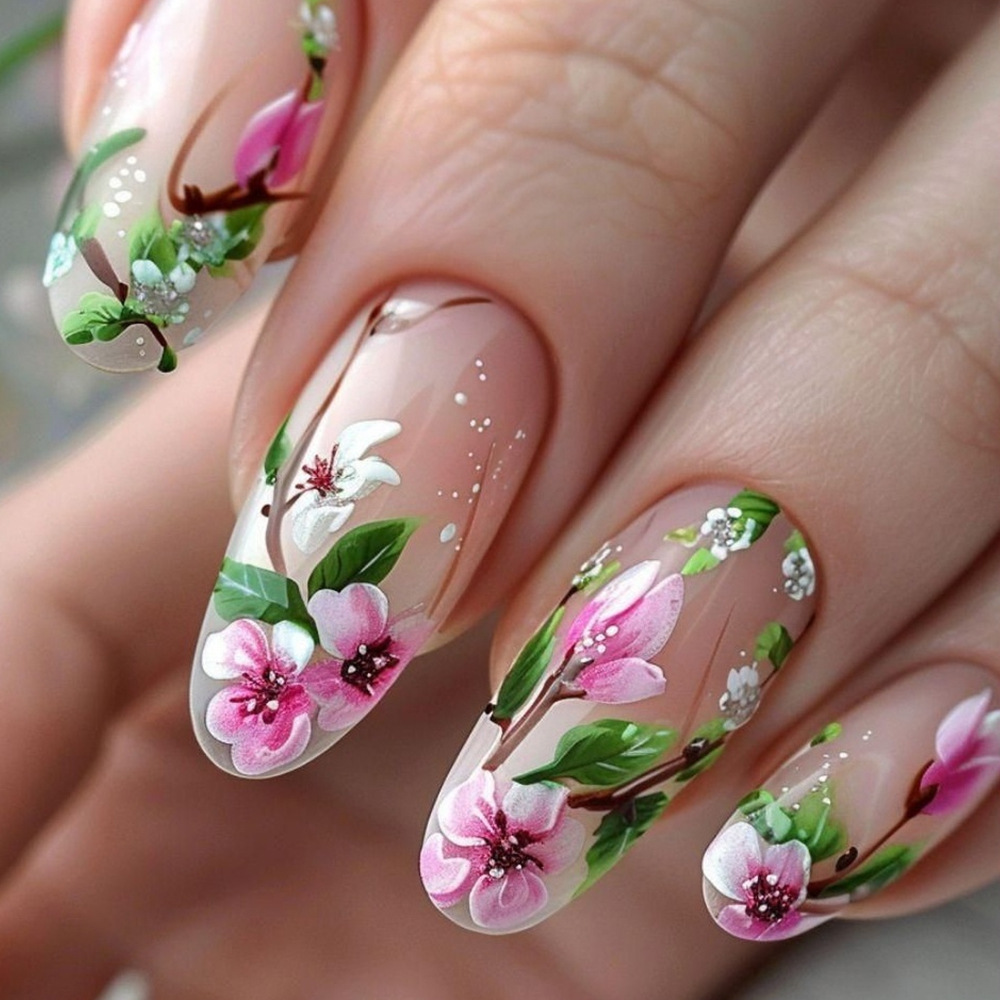 Short Almond Press on Nails 3D – обзор и цена Pressed Flower Art