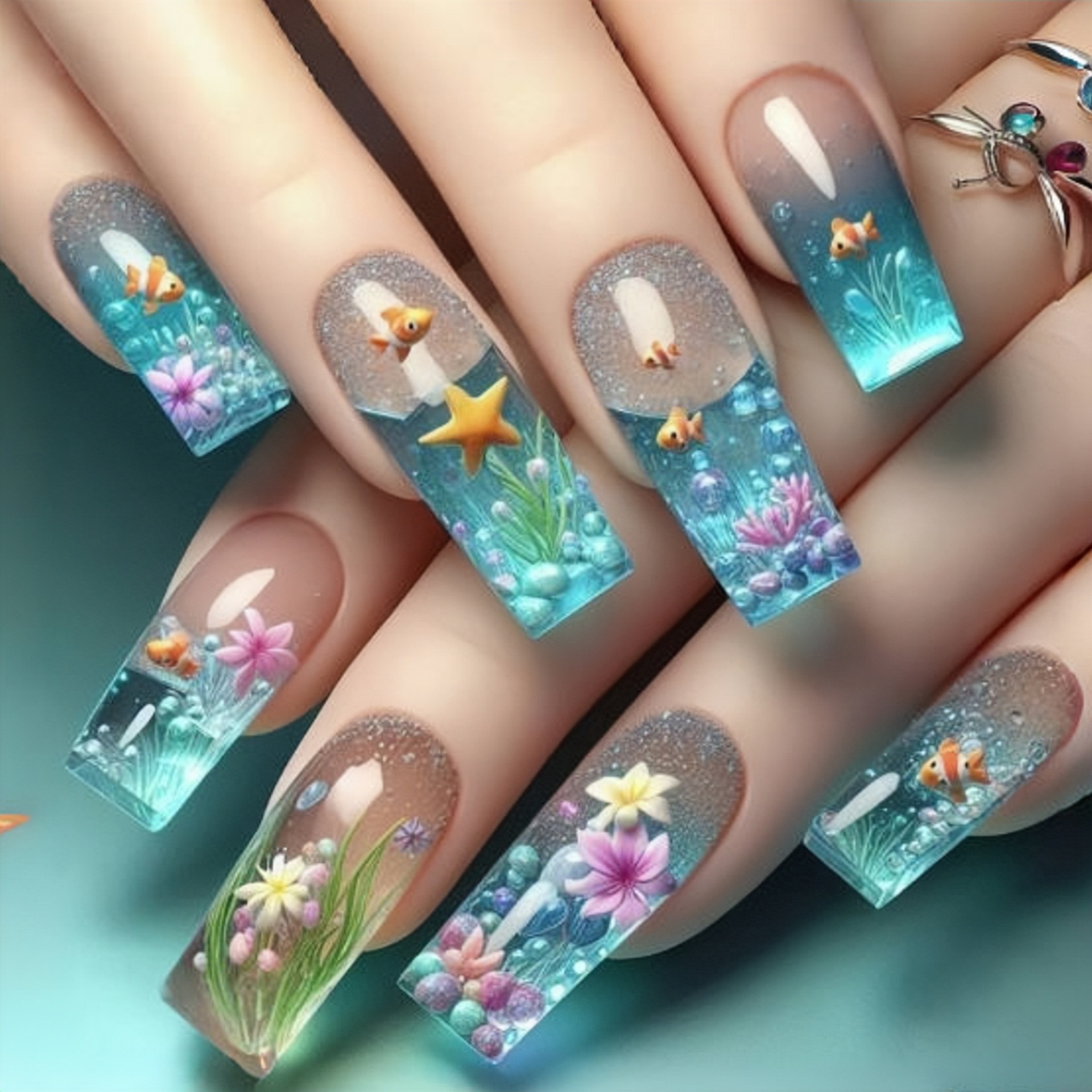 24pcs/set Medium long fake nai – обзор и цена Pressed Flower Art