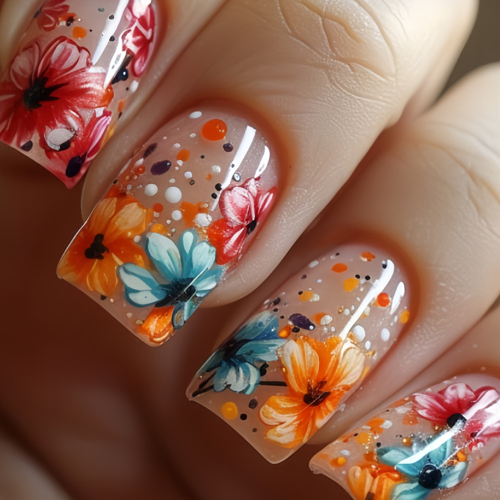 24pcs/set Medium long fake nai – обзор и цена Pressed Flower Art