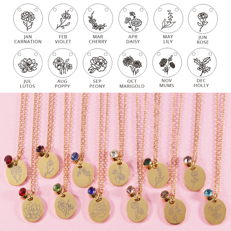 Crystal Birthstone Necklace fo – обзор и цена Birth Flower Necklace