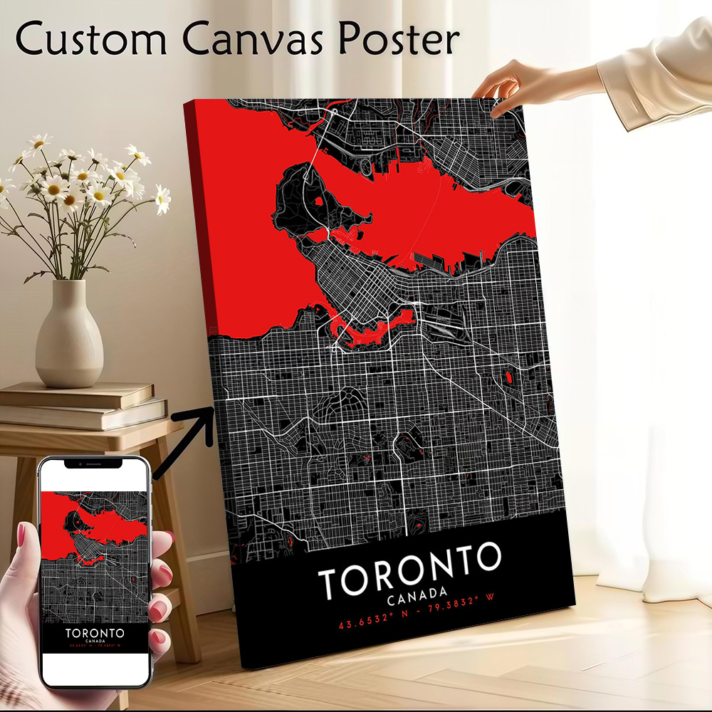 Toronto Dark Map Canvas Wall A – обзор и цена Custom Map Poster