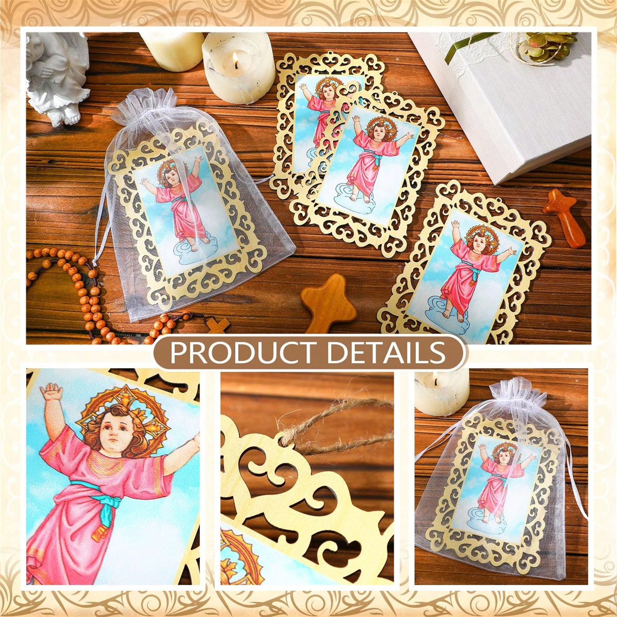 12pcs Wooden Framed Divino Nin – обзор и цена Engraved Wood Frame