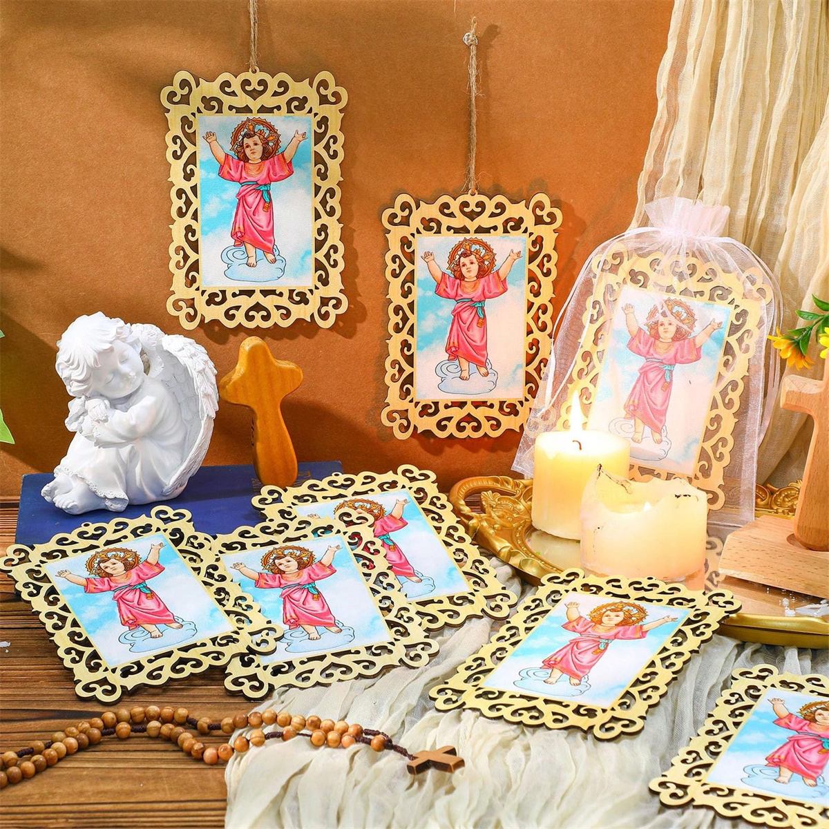 12pcs Wooden Framed Divino Nin – обзор и цена Engraved Wood Frame