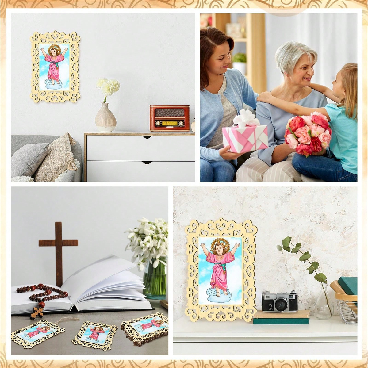 12pcs Wooden Framed Divino Nin – обзор и цена Engraved Wood Frame