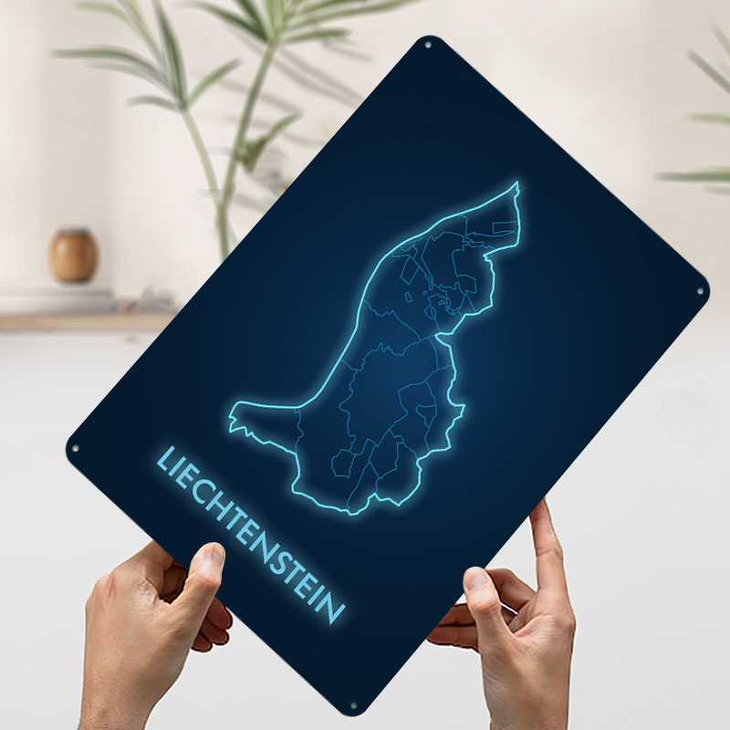 Liechtenstein Map Neon Blue Pr – обзор и цена Custom Map Poster