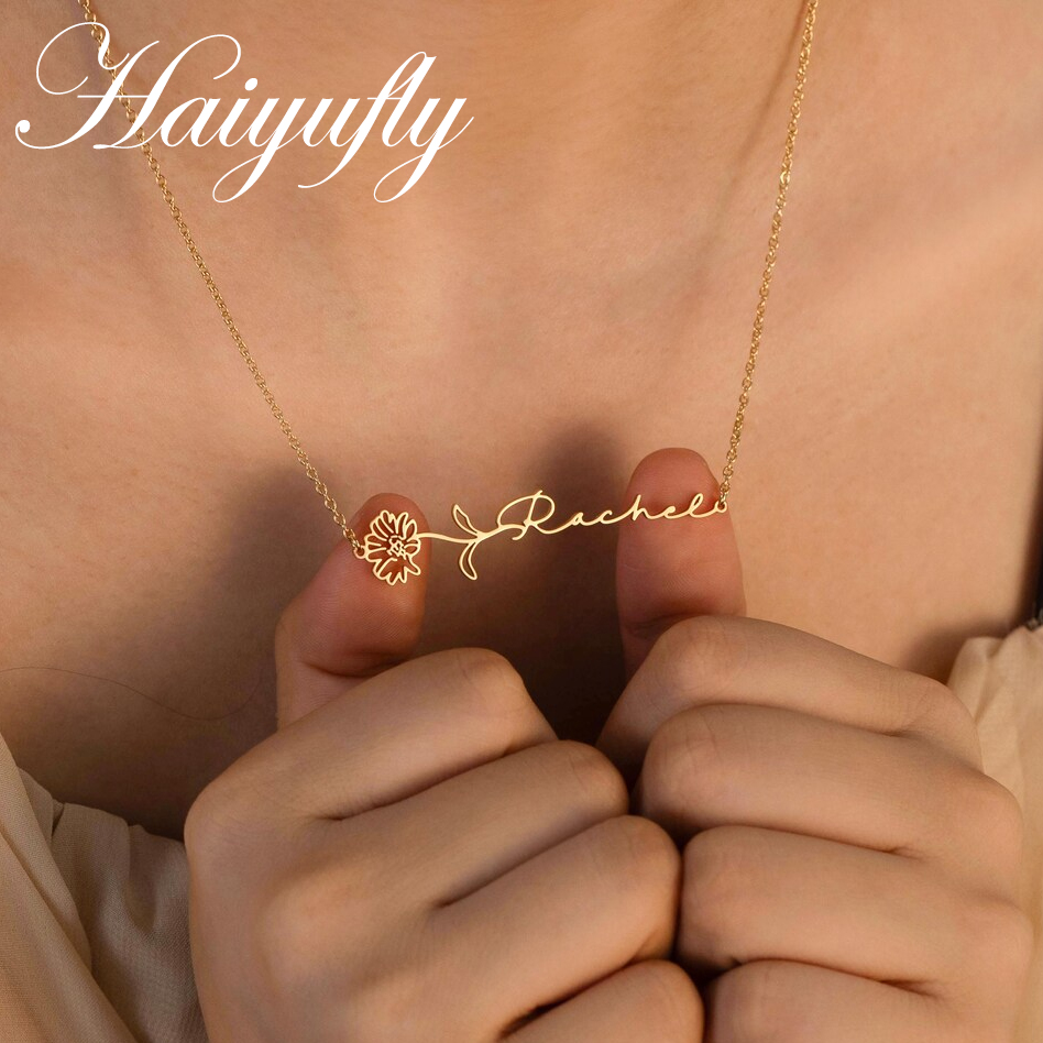 Haiyufly Custom Name Necklace  – обзор и цена Birth Flower Necklace