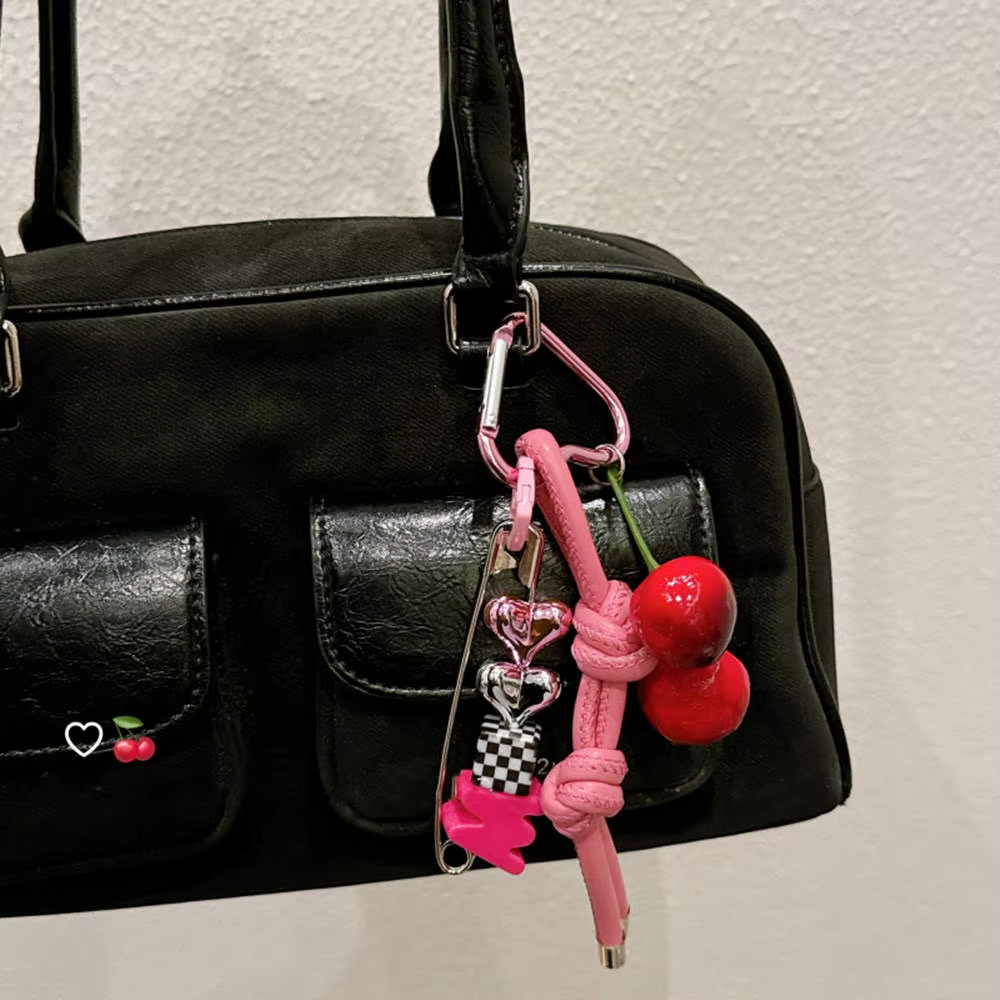 Y2k Cute Cherry Alphabet PU Le – обзор и цена Monogram Keychain Leather