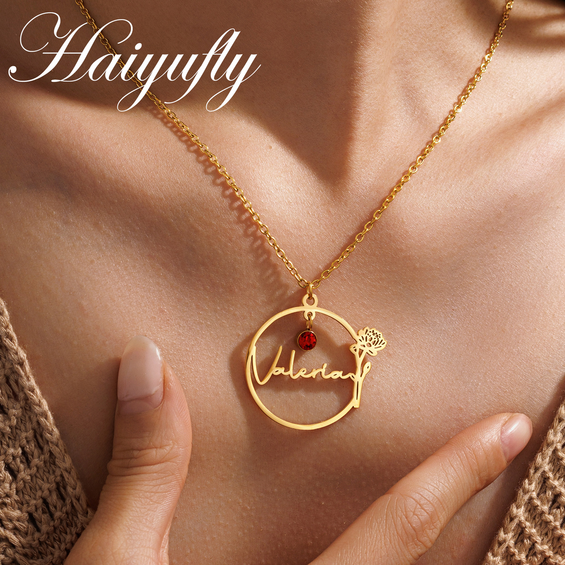 Haiyufly Custom Name Necklace  – обзор и цена Birth Flower Necklace