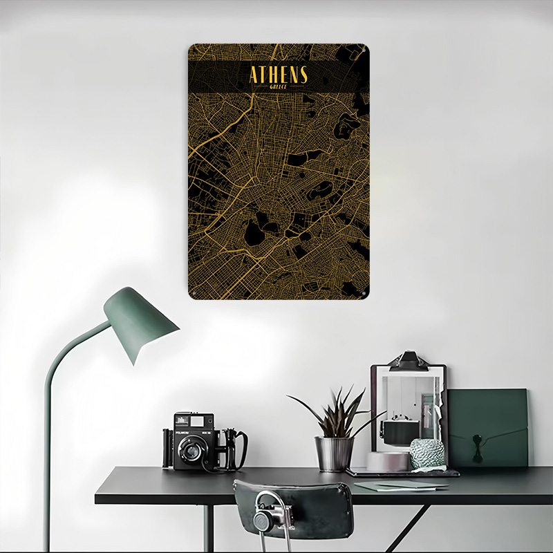 Athens Golden Map Tinplate Pos – обзор и цена Custom Map Poster