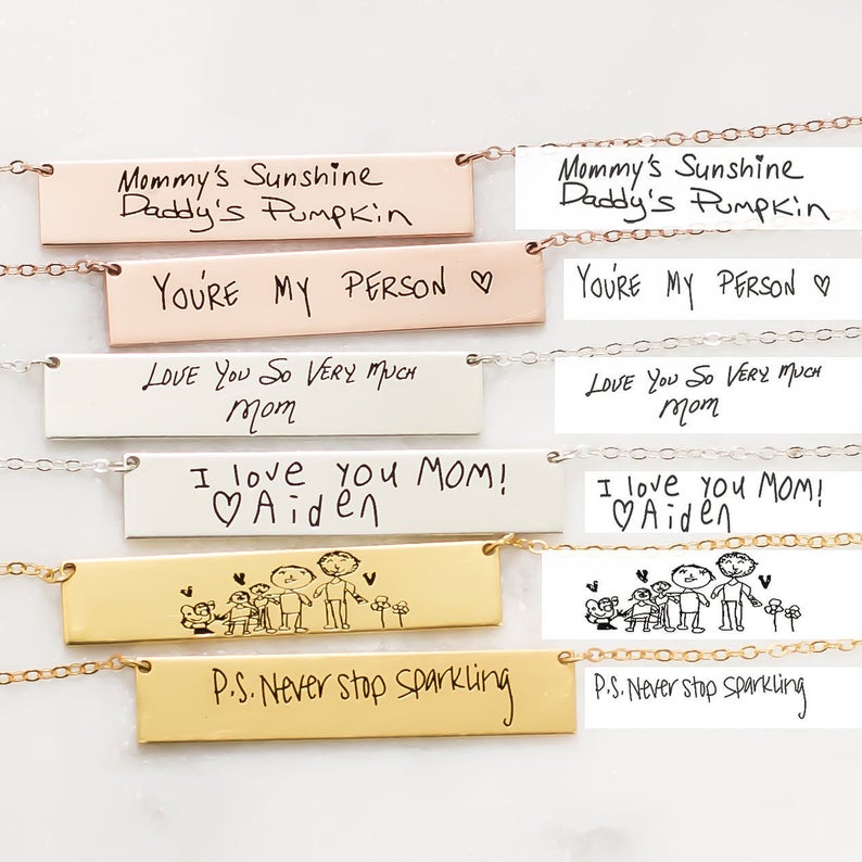 Personalized Custom Actual Han – обзор и цена Handwriting Necklace Bar
