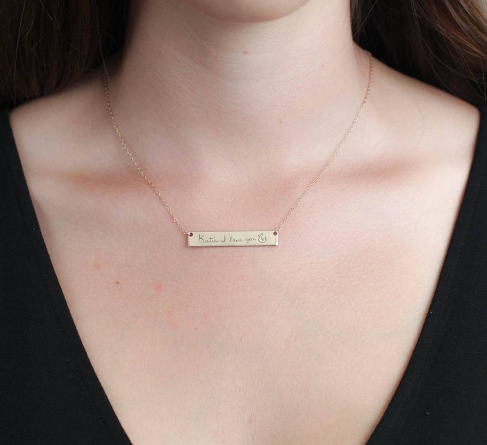 Personalized Custom Actual Han – обзор и цена Handwriting Necklace Bar