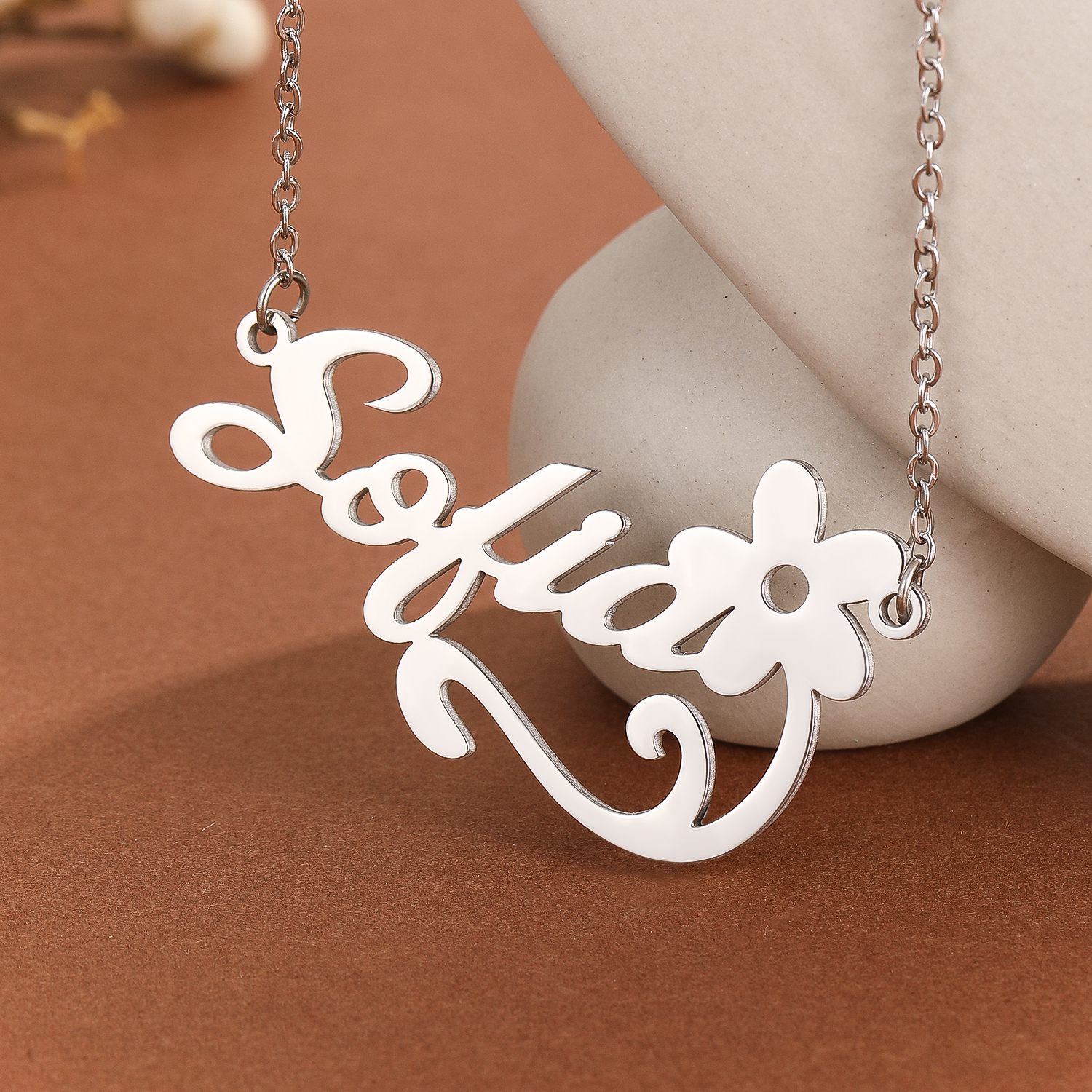 Stainless Steel Flower Letter  – обзор и цена Name Necklace Custom
