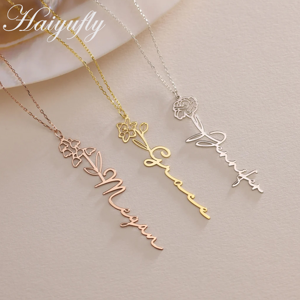 Haiyufly Custom Name Necklace  – обзор и цена Birth Flower Necklace