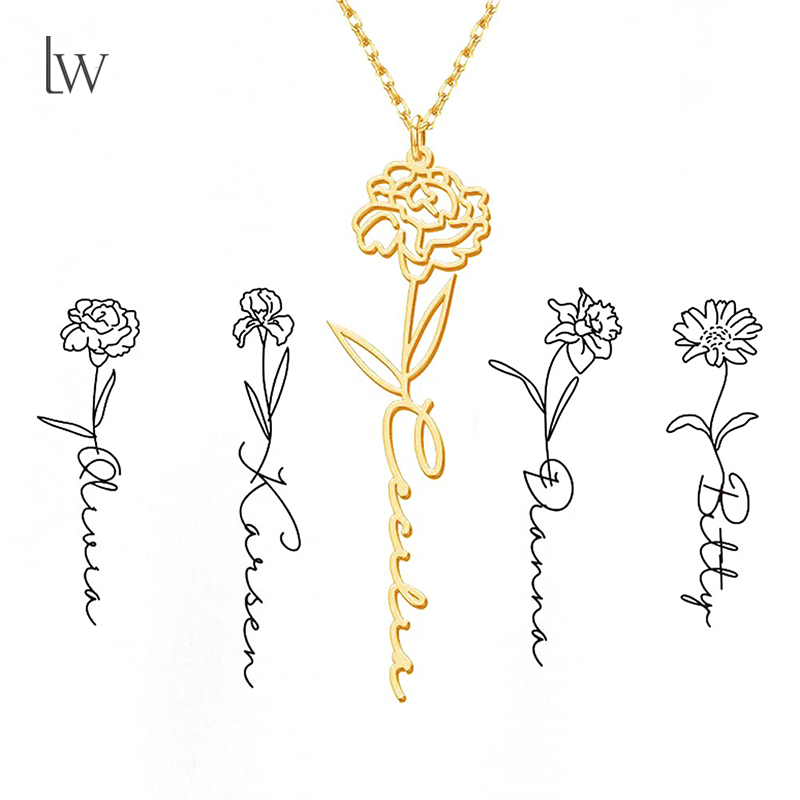 Personalized Birth Flower Name – обзор и цена Birth Flower Necklace