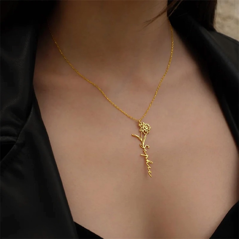 Personalized Birth Flower Name – обзор и цена Birth Flower Necklace