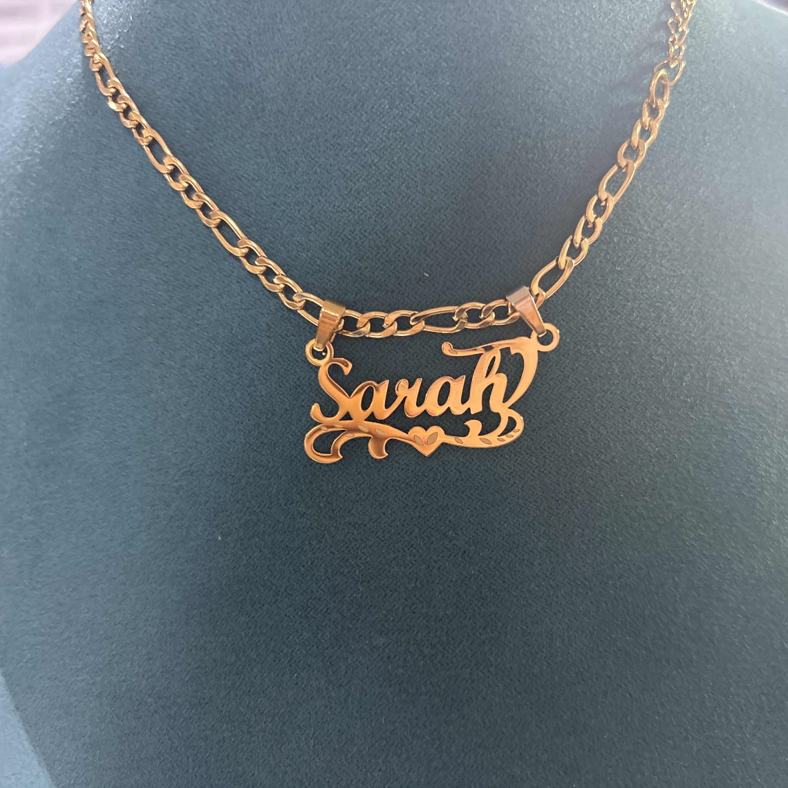 Custom Figaro Chain Heart Name – обзор и цена Name Necklace Custom