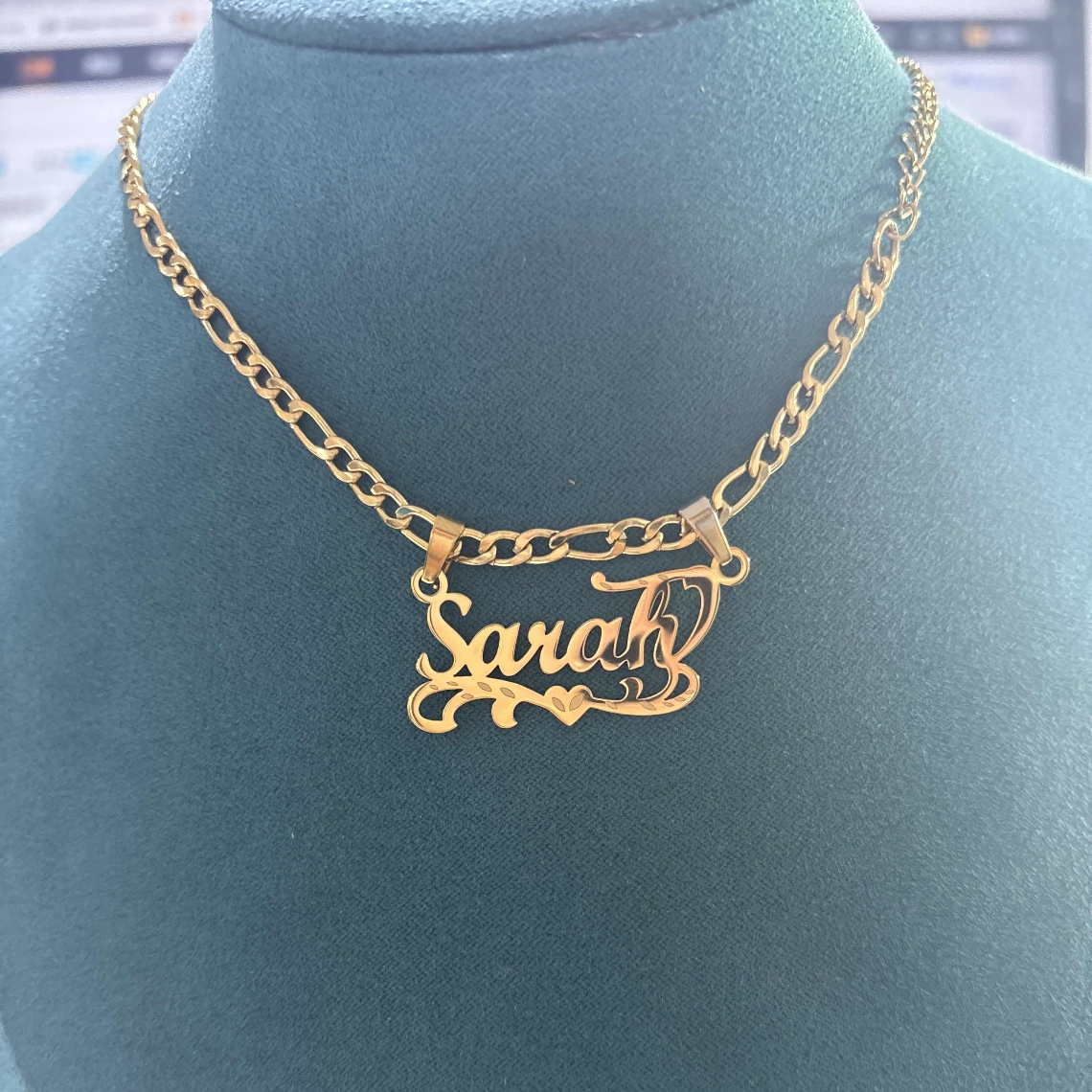 Custom Figaro Chain Heart Name – обзор и цена Name Necklace Custom